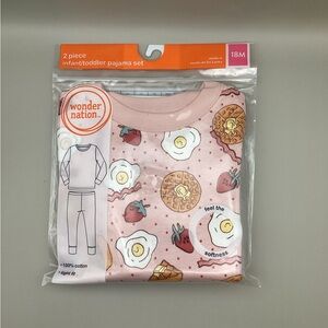 Wonder Nation Pink Breakfast Print Pajama Set